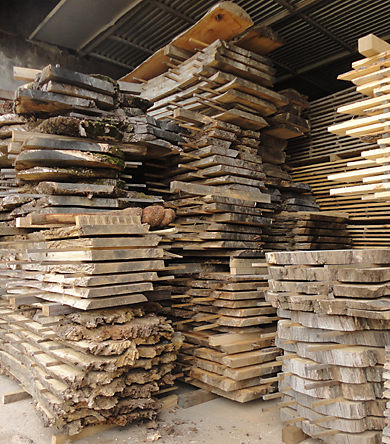 slabs stacked in kiln to be dried